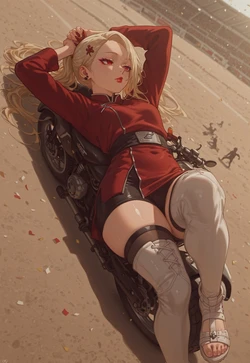 BIKE LIE BACK POV – INO'S RED DRESS [AI Generated]