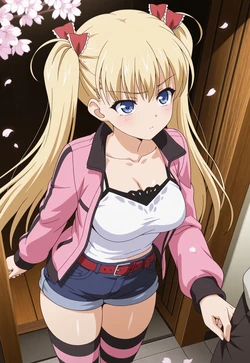 Twintails in the Petal Wind - Airi's Hand-Brushing Tease [AI Generated]