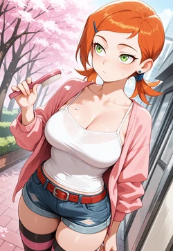 Denim and Cherry Blossoms - Gwen's Spring Sigh [AI Generated]