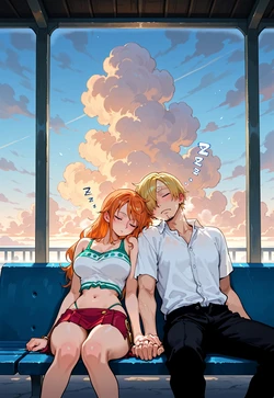 BUS STOP REST – HOLDING HANDS SLEEP [AI Generated]