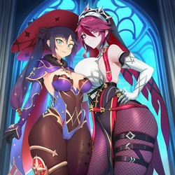 [DepressArt] Mona x Rosaria | Genshin Impact (100p) (AI Generated) (Patreon)