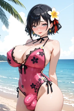 [Delusional Saturation] Futanari Beauty at the Beach [AI Generated]