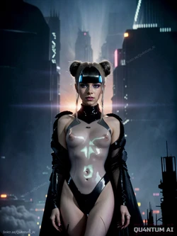 AI Hunter Schafer # Cyberpunk  Euphoria SciFi Neon Noir Futuristic Blade Runner Model Latex Urban Future leather dark City blonde [AI Generated]
