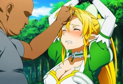 拘束され胸を揉みしだかれ乳首責めされるリーファ [AI Generated]