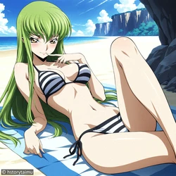 [hstorytaimu] C.C. - Secret adventure at the beach [AI-generated]
