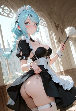 SEED TEASE SHOT – WHITE THIGHHIGHS DUSTER GRIP [AI Generated]