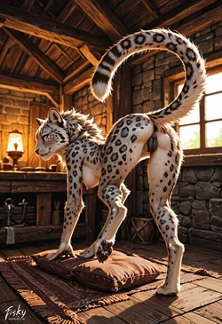 My furry AI slop - snow leopard (mostly) - bad quality - pt 7 [AI Generated]