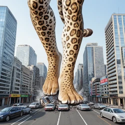 Giant leopard in town [AI Generated]