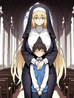 The Devil Nun Jeanne d'Arc and the Little Boy [AI Generated]
