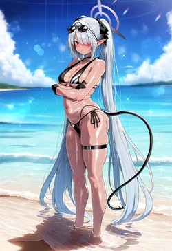 Uncle AI Illustration - iori swimsuit (Blue Archive) wet wet Cunnilingus💗 (Patreon) [AI Generated]
