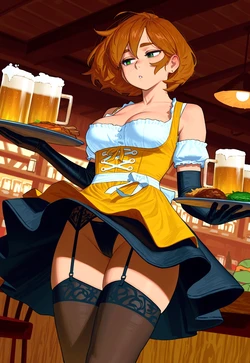 BEER GARDEN TEASE – GARTER BELTS THICC THIGHS [AI Generated]