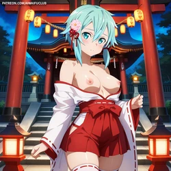 AIWaifuClub (VIP Exclusive) Sinon シノン Miko outfit (Patreon) [AI Generated]