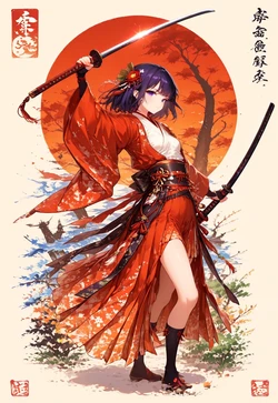 "KATANA STANCE POV – LINOCUT SILHOUETTE [AI Generated]