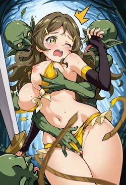 Himawari Warrior vs goblins [AI generated]