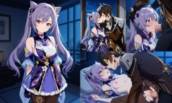 Nekohouse ID - GI01 Keqing x Zhongli {AI Generated}