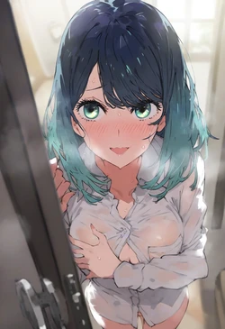 【cl-_-lo】【AI Generated】ドアを開けたら薄着の押しがでてきた話