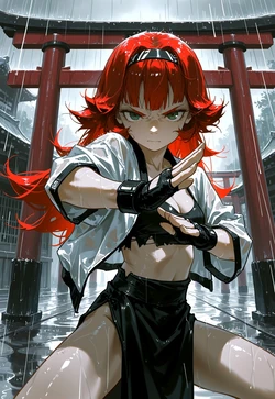 MARTIAL ARTS POV – CROP TOP NAVEL RAIN [AI Generated]