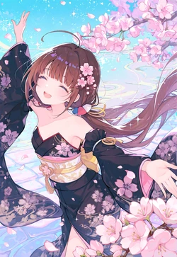 CHERRY BLOSSOM TEASE – FLORAL KIMONO [AI Generated]