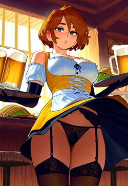 THICC APRIL O'NIEL'S WIND-LIFTED DIRNDL & THIGH STRAPS [AI Generated]