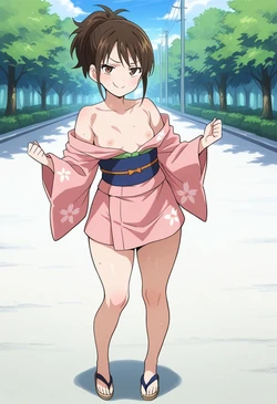 TAE SHIMURA'S SWEATY SMIRK: OPEN KIMONO INVITE [AI Generated]