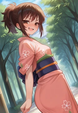 SMUG NUDE TAE: KIMONO PULL TEASE [AI Generated]
