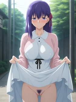 ToGsA - Sakura Matou - outdoor flashing [AI Generated]