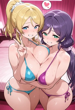 [Nankoai] Nozomi Toujou, Ayase Eli (Love Live) -lovehotel-bikini- [AI Generated]