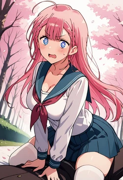 SENSEI KIRISU MAFUYU'S STRADDLE POSE: SAILOR UNIFORM & ARCHED BACK [AI Generated]