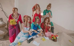 Nyan-pir, Do.Re.Minoru, Leopardstart, Ksandra, Telperinel, Viksev | Aerith (red dress,  Crisis Core, children) Elmyra, Ifaruna