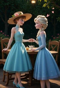 Black Miracle - Princess Anna And Elsa Tea Party (AI Generated)