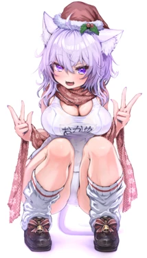 [カジマコト] 猫◯お◯ゆ 白スクマフラーサンタさん (ホロライブ)