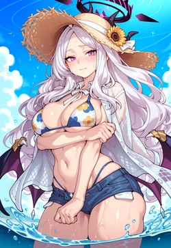 Straw Hat Tease - Hina's Ribboned Blush [AI Generated]