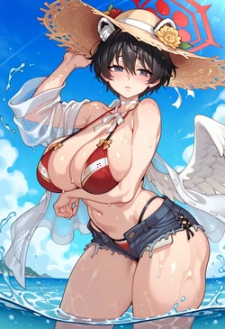 Summer Submersion - Tsubaki's Shy Pose [AI Generated]