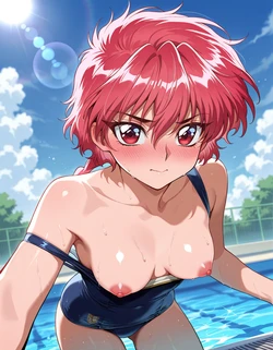 (Magic Knight Rayearth) Hikaru Shidou school_swimsuit   (maiQOS)  [AI Generated]