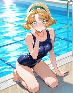 (Magic Knight Rayearth) Fuu hououji  school_swimsuit  (maiQOS)  [AI Generated]