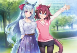 目白阿尔丹×樱花千代王（百合+3P）(Uma Musume) 【AI Generated】