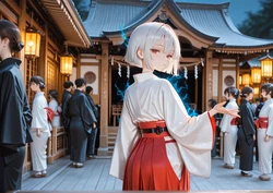 巫女のヒメゴト -奥殿で邂逅した沈黙の開花-[AI Generated]