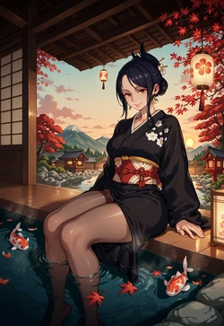 Kimono on the Open Veranda - Robin's Tranquil, Lipsticked Gaze [AI Generated]
