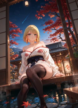 Onsen Steam and Kimono - Samui's Cheeky Glance [AI Generated]