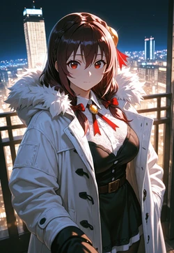 Oversized Coat, Under-Sized Secret - Yunyun's Wind-Tousled Gaze [AI Generated]