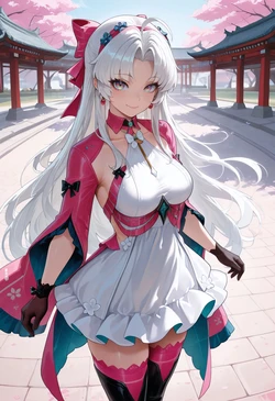 White Dress, Sky's Confess - Carlotta's Pink-Jacketed, Smiling Tease [AI Generated]
