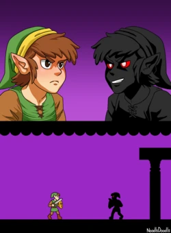 [NoodlsDoodls] Link vs Dark Link: Make Love, Not War (Zelda II: The Adventure of Link)