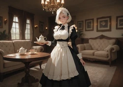 [TrashGer] White hair maid MMF Threesome groupsex [AI Generated]