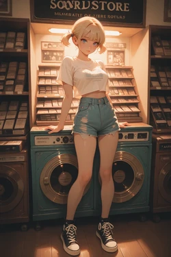 [TrashGer] Blonde in record store MMF Threesome groupsex [AI Generated]