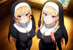 [LoveHUwU] Erina Nakiri and Marín Kitagawa ( nun ) | Shokugeki no Soma | My Dress-Up Darling [AI Generated]