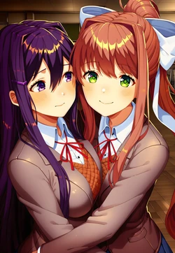 [LoveHUwU] Monika and Yuri [ Yuri | NTR ] | Doki Doki Literature Club [AI Generated]