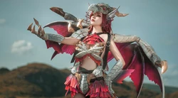 Nekokoyoshi (爆机少女喵小吉) cosplay Dawn Jue Silver Dragon - Monster Hunter Rise