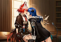 [LoveHUwU] Fiammetta x Mostima ( yuri | pillow ? ) | Arknights [AI Generated]