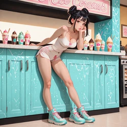 [TrashGer] Black hair ice cream comic MMF Threesome groupsex [AI Generated]