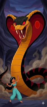 Jasmine eats eaten and digested by Cobra Jafar [AI-Generated]